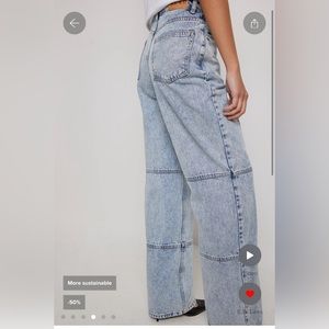 NA-KD High Waisted Full Length Jeans with Sean Detail